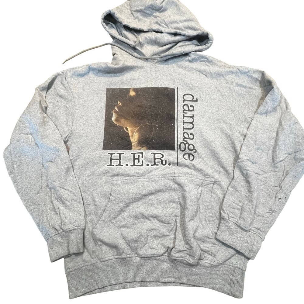 H.E.R. Damage Hoodie M Graphic Pullover Music Artist Album Merch‎ Casual